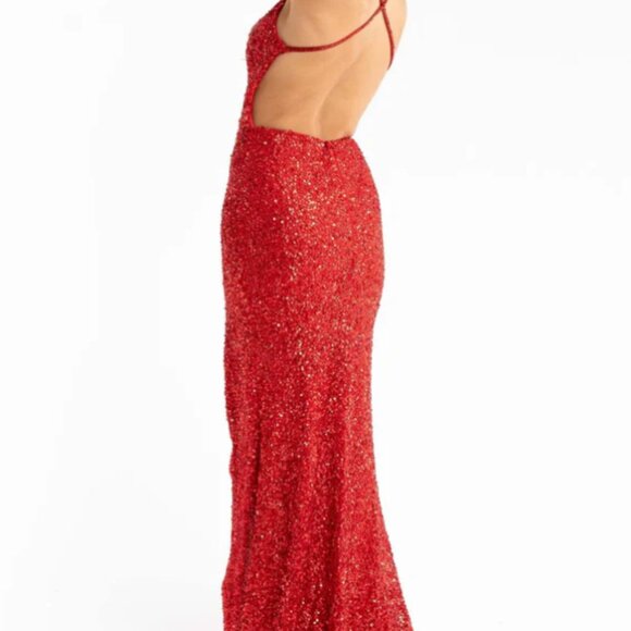 Primavera Couture Red Sequin Prom Dress - Picture 2 of 2